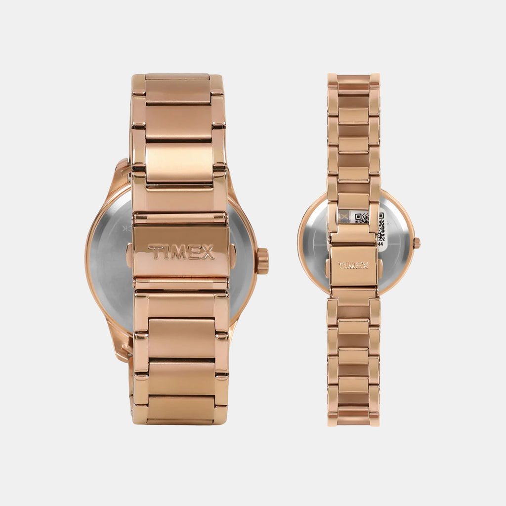 Trendline Couple Quartz Rose Gold Dial Multi-Function Stainless Steel Watch TW00PR266