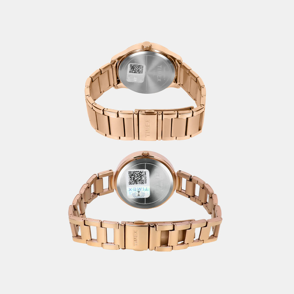Trendline Couple Quartz Rose Gold Dial Multi-Function Stainless Steel Watch TW00PR266