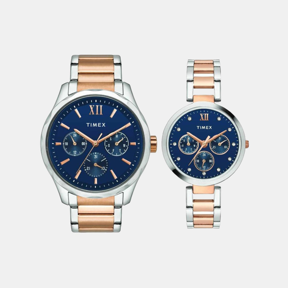 Trendline Couple Quartz Blue Dial Multi-Function Stainless Steel Watch TW00PR267