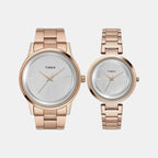 Fashion Couple Quartz Silver Dial Analog Stainless Steel Watch TW00PR294