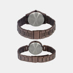 Fashion Couple Quartz Brown Dial Analog Stainless Steel Watch TW00PR295