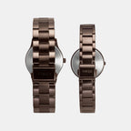 Fashion Couple Quartz Brown Dial Analog Stainless Steel Watch TW00PR295