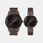 Fashion Couple Quartz Brown Dial Analog Stainless Steel Watch TW00PR295