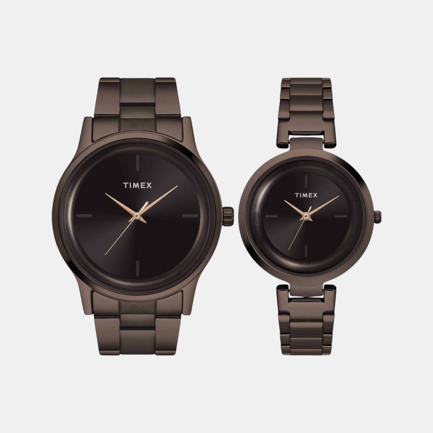 Fashion Couple Quartz Brown Dial Analog Stainless Steel Watch TW00PR295