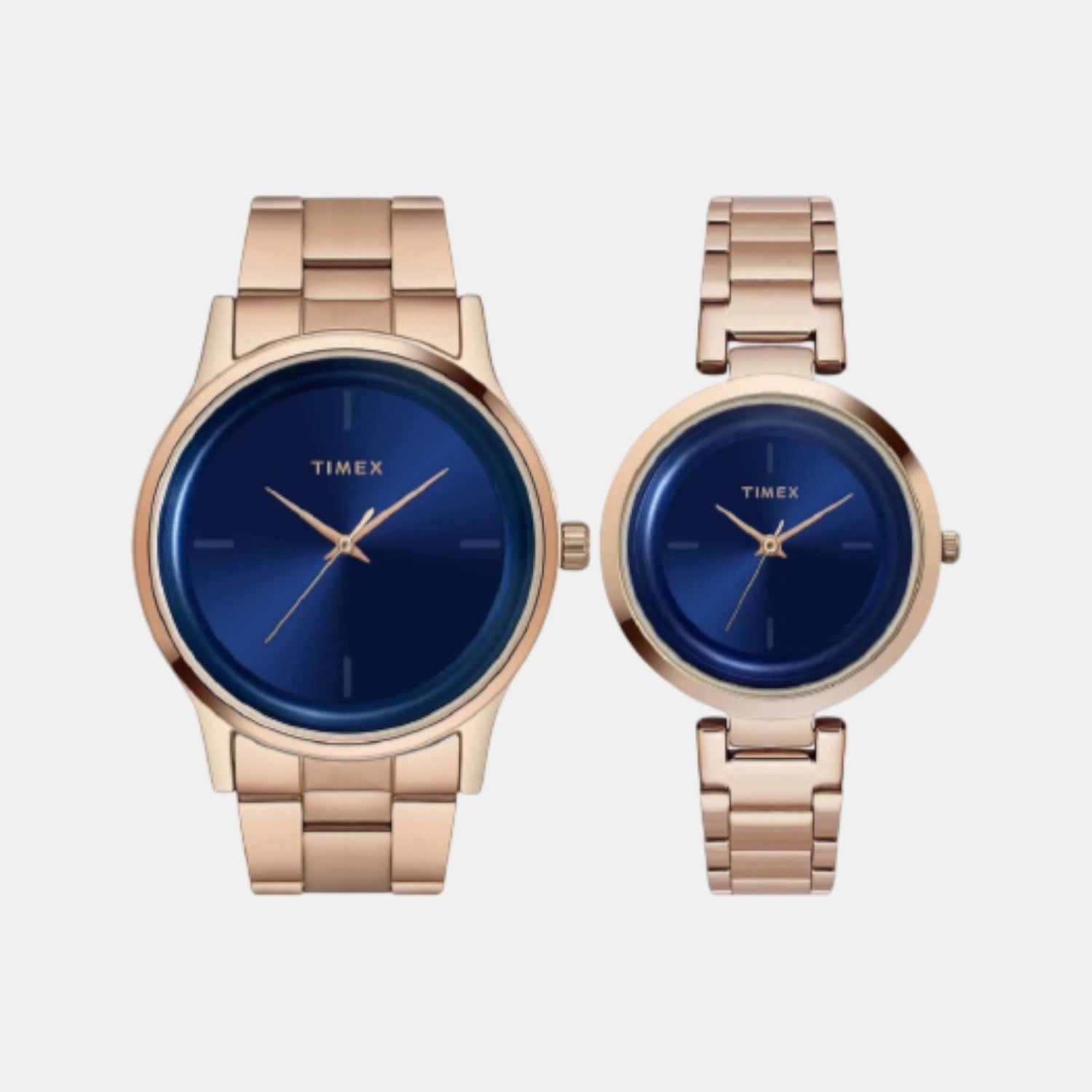 Fashion Couple Quartz Blue Dial Analog Stainless Steel Watch TW00PR296