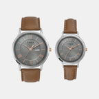 Classics Couple Quartz Grey Dial Analog Leather Watch TW00PR300