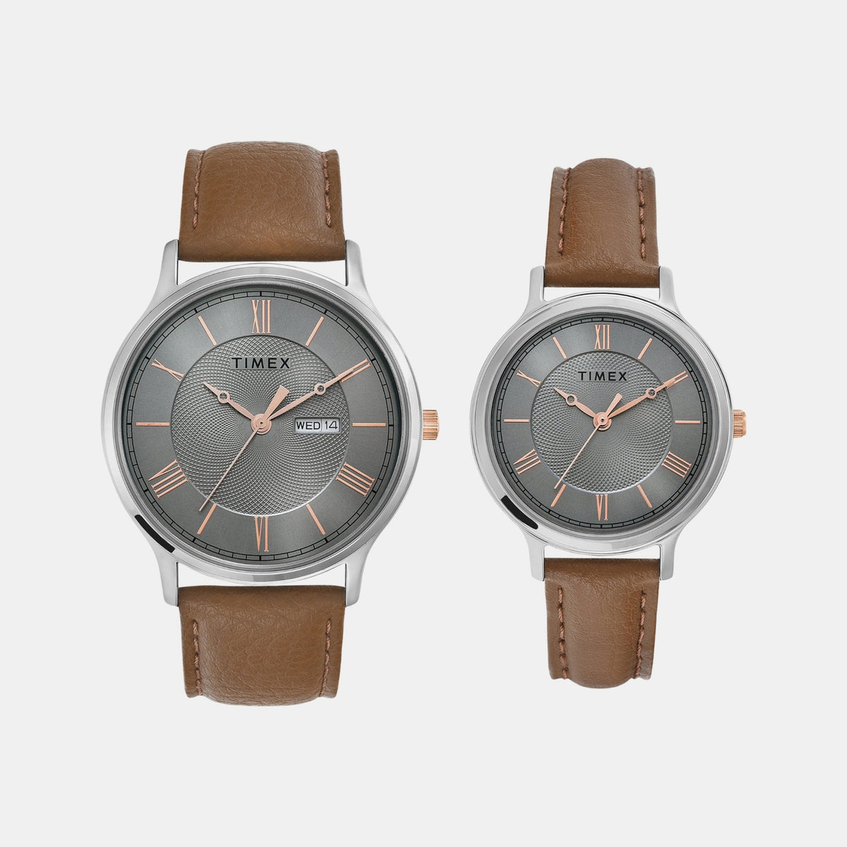Trendline Couple Quartz Grey Dial Analog Leather Watch TW00PR300