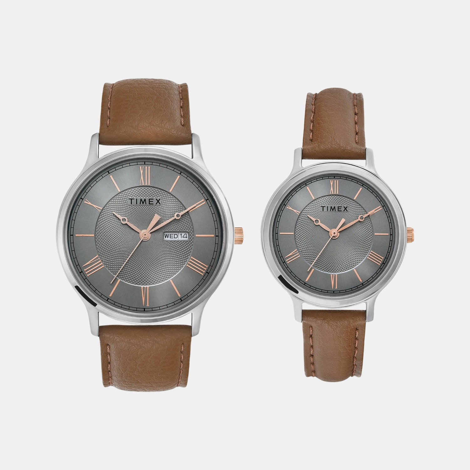 Classics Couple Quartz Grey Dial Analog Leather Watch TW00PR300