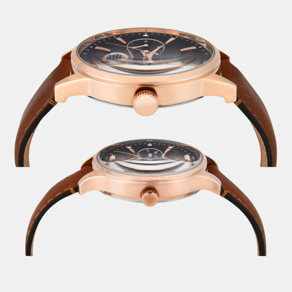 Fashion Couple Quartz Blue Dial Multi-Function Leather Watch TW00PR302