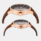 Fashion Couple Quartz Blue Dial Multi-Function Leather Watch TW00PR302