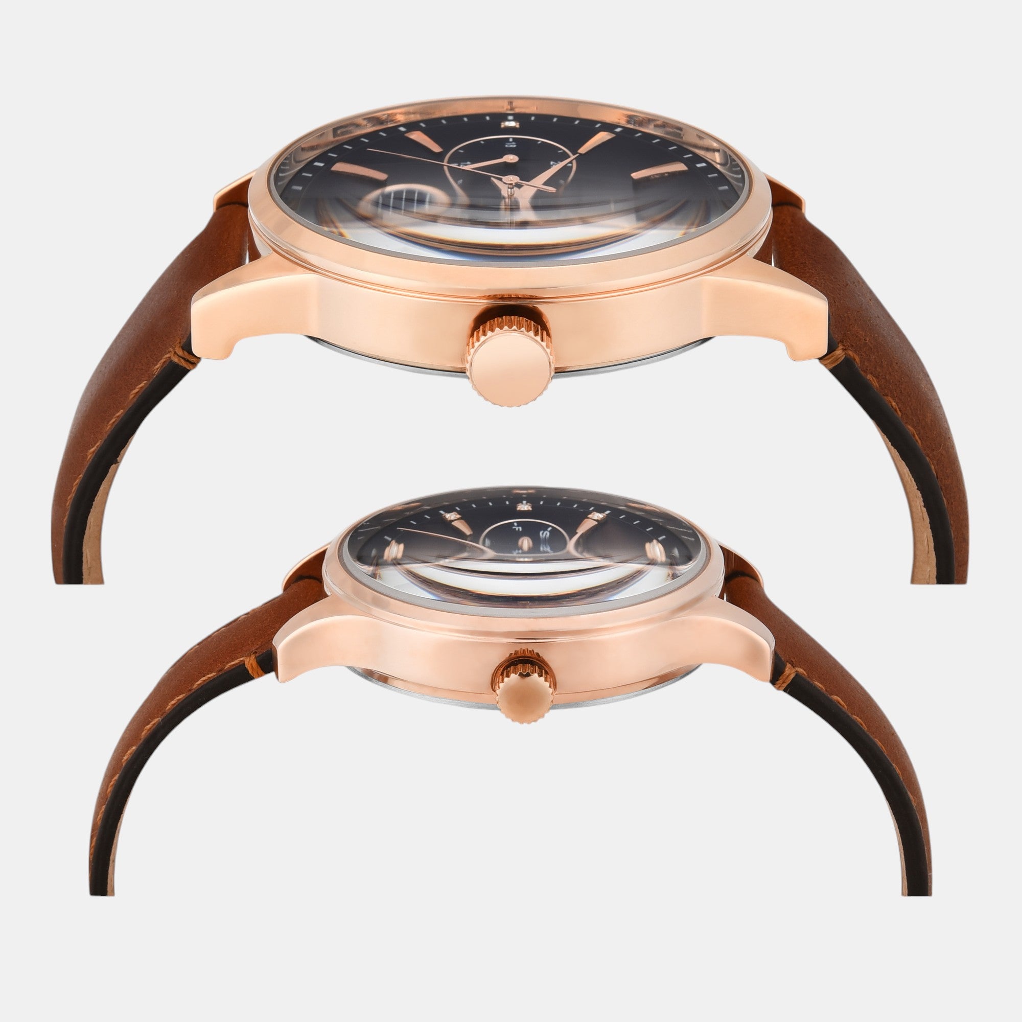 Fashion Couple Quartz Blue Dial Multi-Function Leather Watch TW00PR302