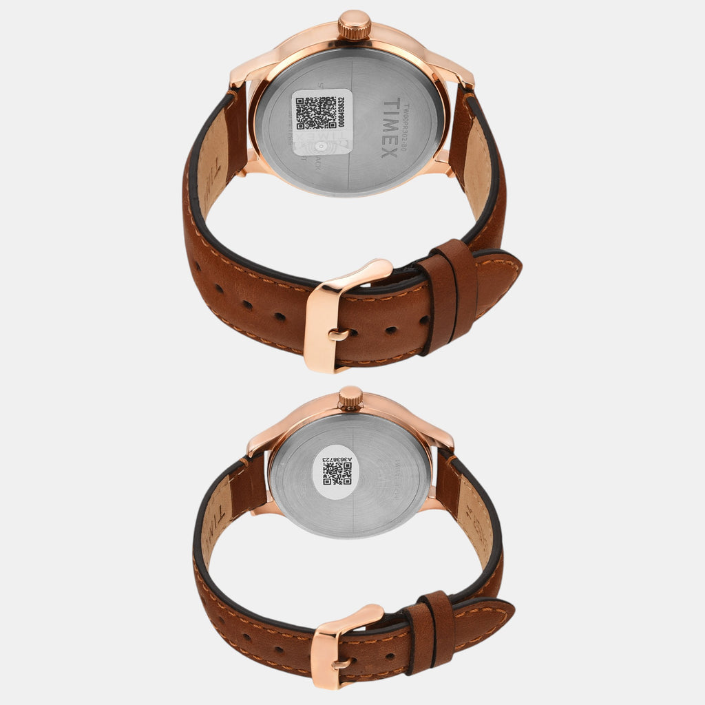 Fashion Couple Quartz Blue Dial Multi-Function Leather Watch TW00PR302