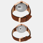 Fashion Couple Quartz Blue Dial Multi-Function Leather Watch TW00PR302