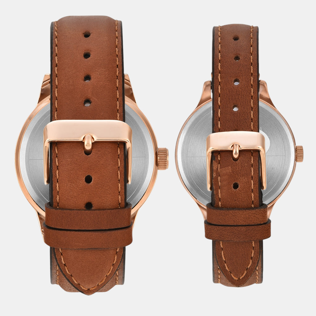 Fashion Couple Quartz Blue Dial Multi-Function Leather Watch TW00PR302