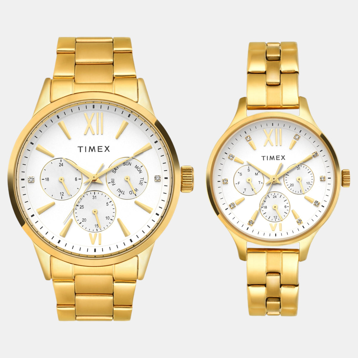 Trendline Couple Quartz Silver Dial Multi-Function Stainless Steel Watch TW00PR303