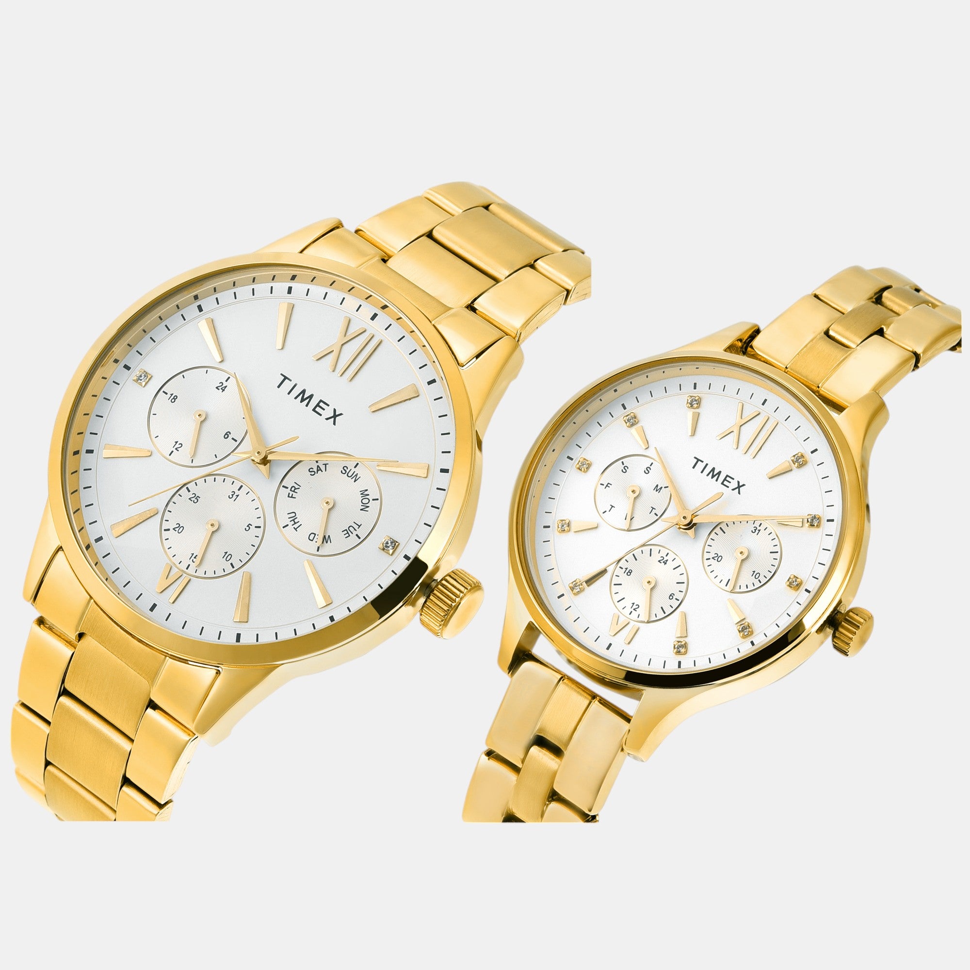 Fashion Couple Quartz Silver Dial Multi-Function Stainless Steel Watch TW00PR303