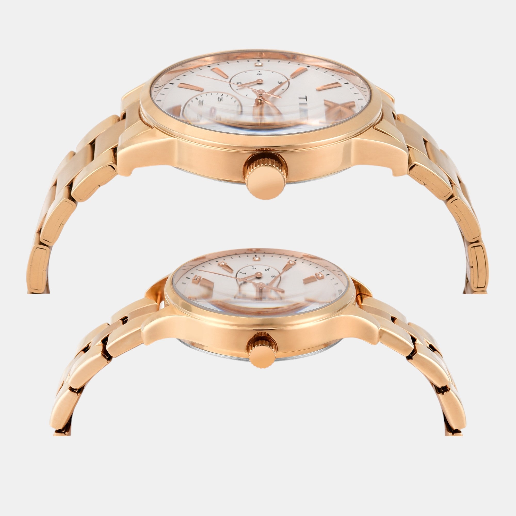 Fashion Couple Quartz Silver Dial Multi-Function Stainless Steel Watch TW00PR304