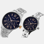 Fashion Couple Quartz Blue Dial Multi-Function Stainless Steel Watch TW00PR305