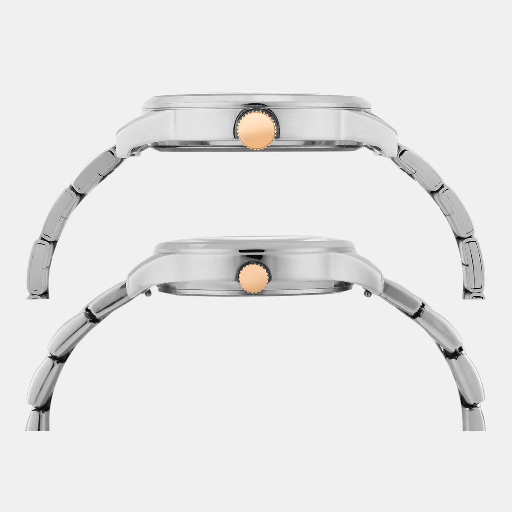 Fashion Couple Quartz Blue Dial Multi-Function Stainless Steel Watch TW00PR305