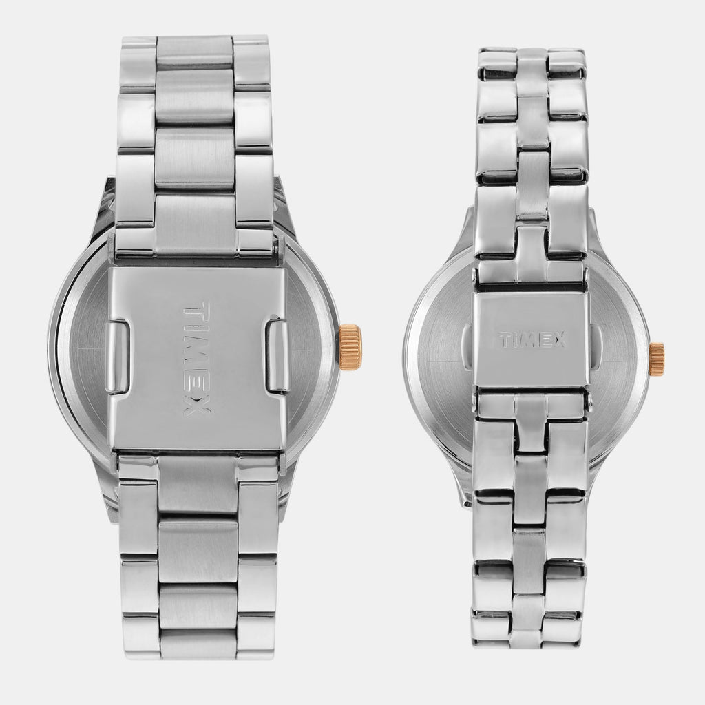 Fashion Couple Quartz Blue Dial Multi-Function Stainless Steel Watch TW00PR305