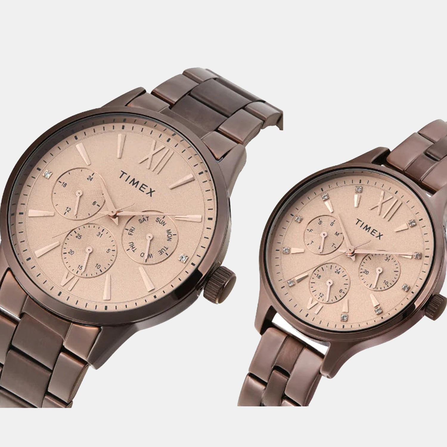 Couple Quartz Beige Dial Multi-Function Stainless Steel Watch TW00PR306