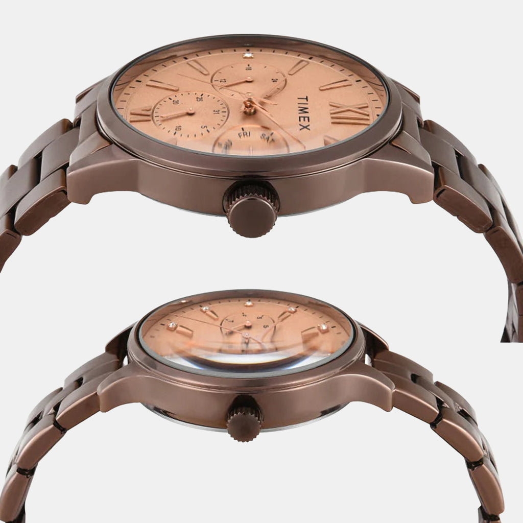 Couple Quartz Beige Dial Multi-Function Stainless Steel Watch TW00PR306