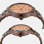 Couple Quartz Beige Dial Multi-Function Stainless Steel Watch TW00PR306