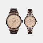 Couple Quartz Beige Dial Multi-Function Stainless Steel Watch TW00PR306