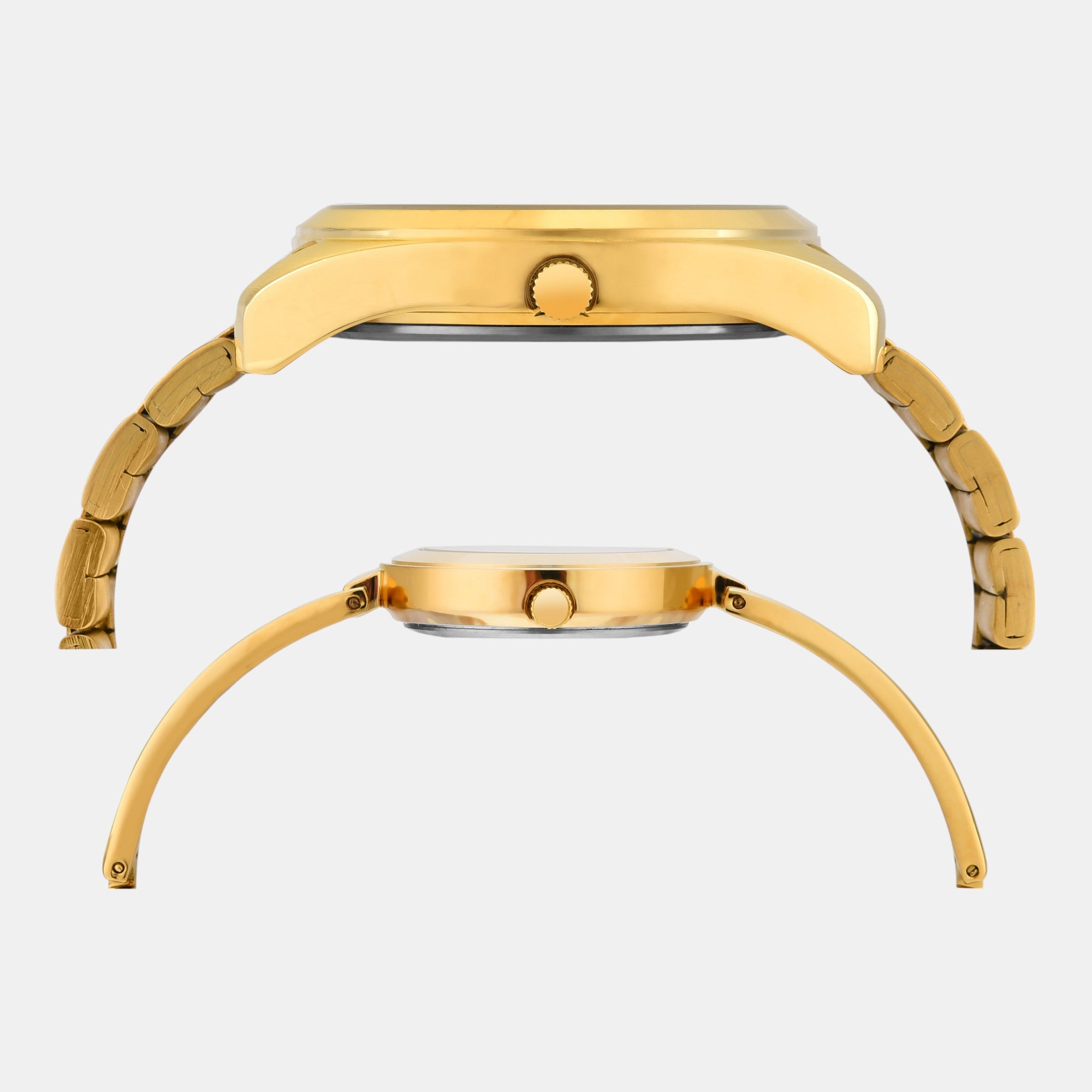 Fashion Couple Quartz Beige Dial Analog Stainless Steel Watch TW00PR307