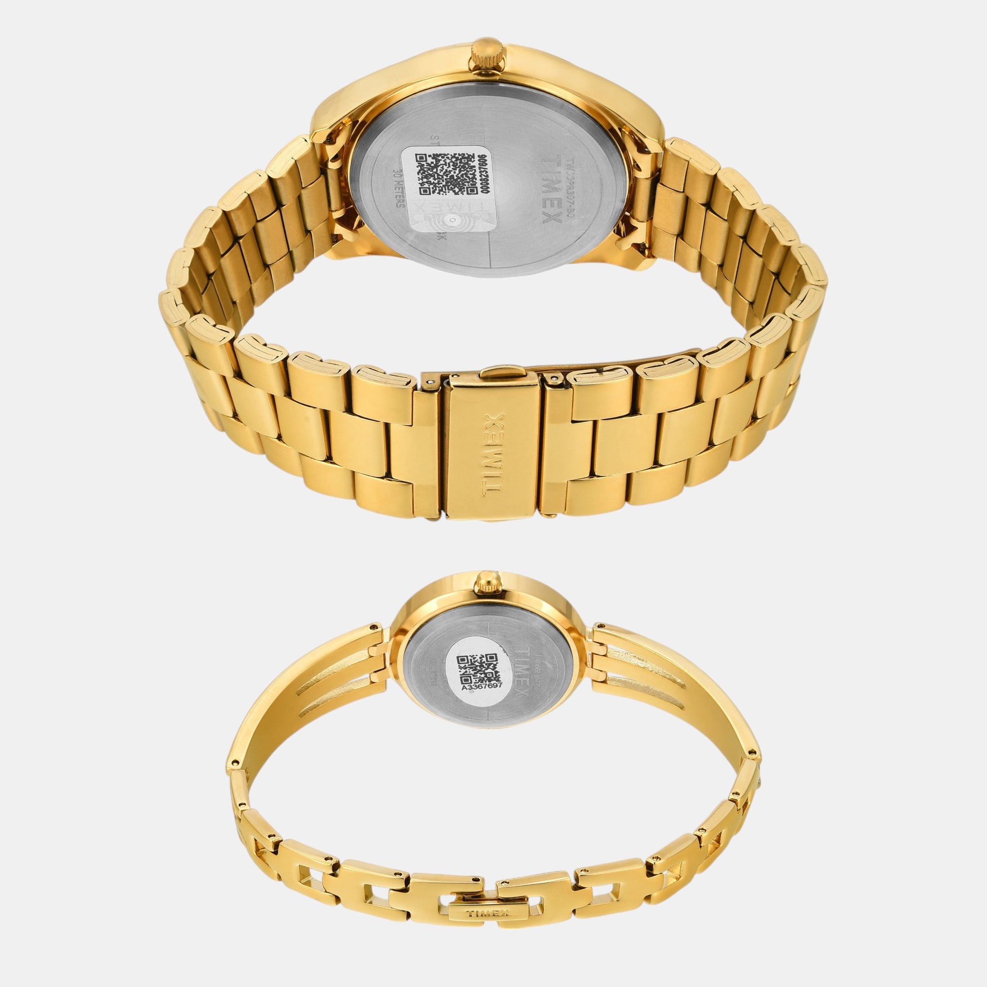 Fashion Couple Quartz Beige Dial Analog Stainless Steel Watch TW00PR307