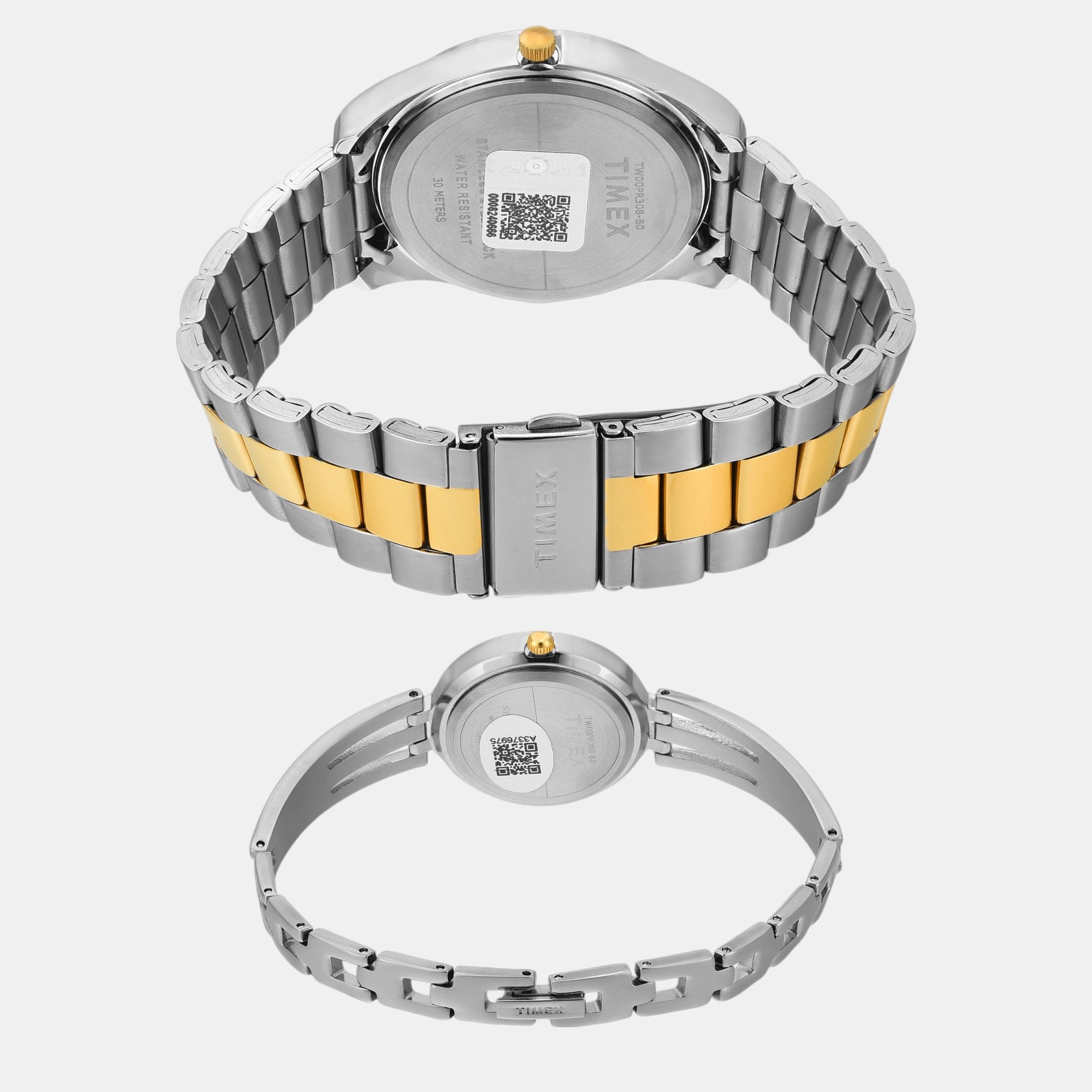 Fashion Couple Quartz Silver Dial Analog Stainless Steel Watch TW00PR308