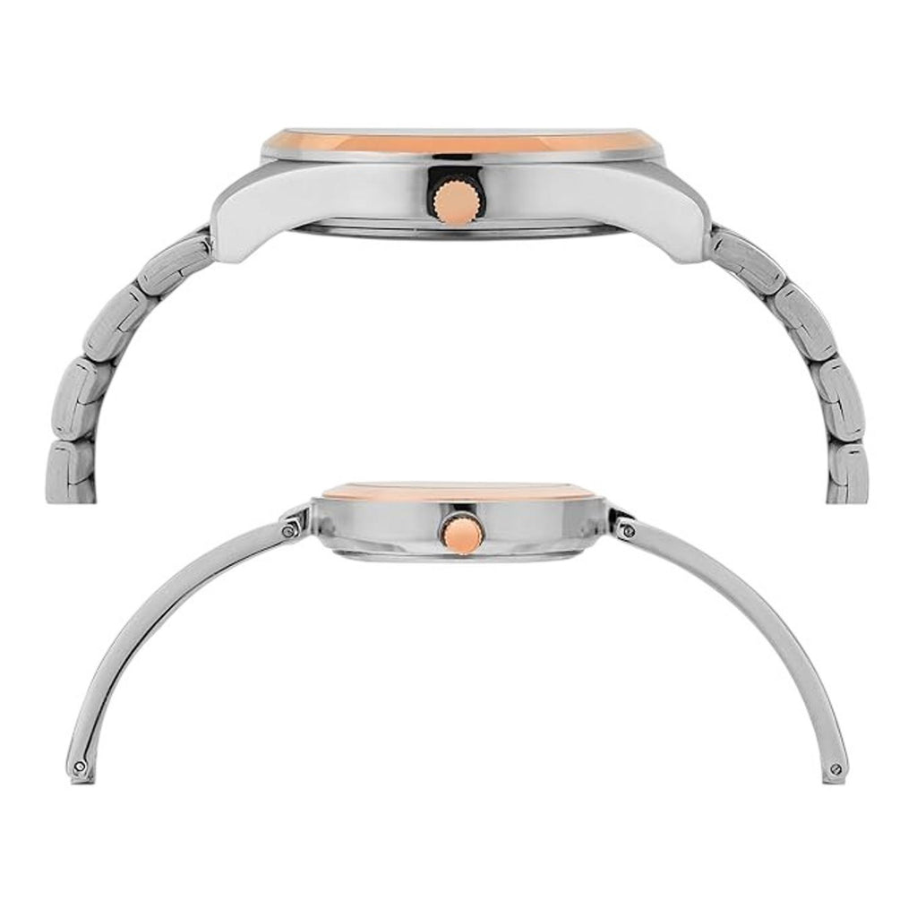 Fashion Couple Quartz Black Dial Analog Stainless Steel Watch TW00PR310