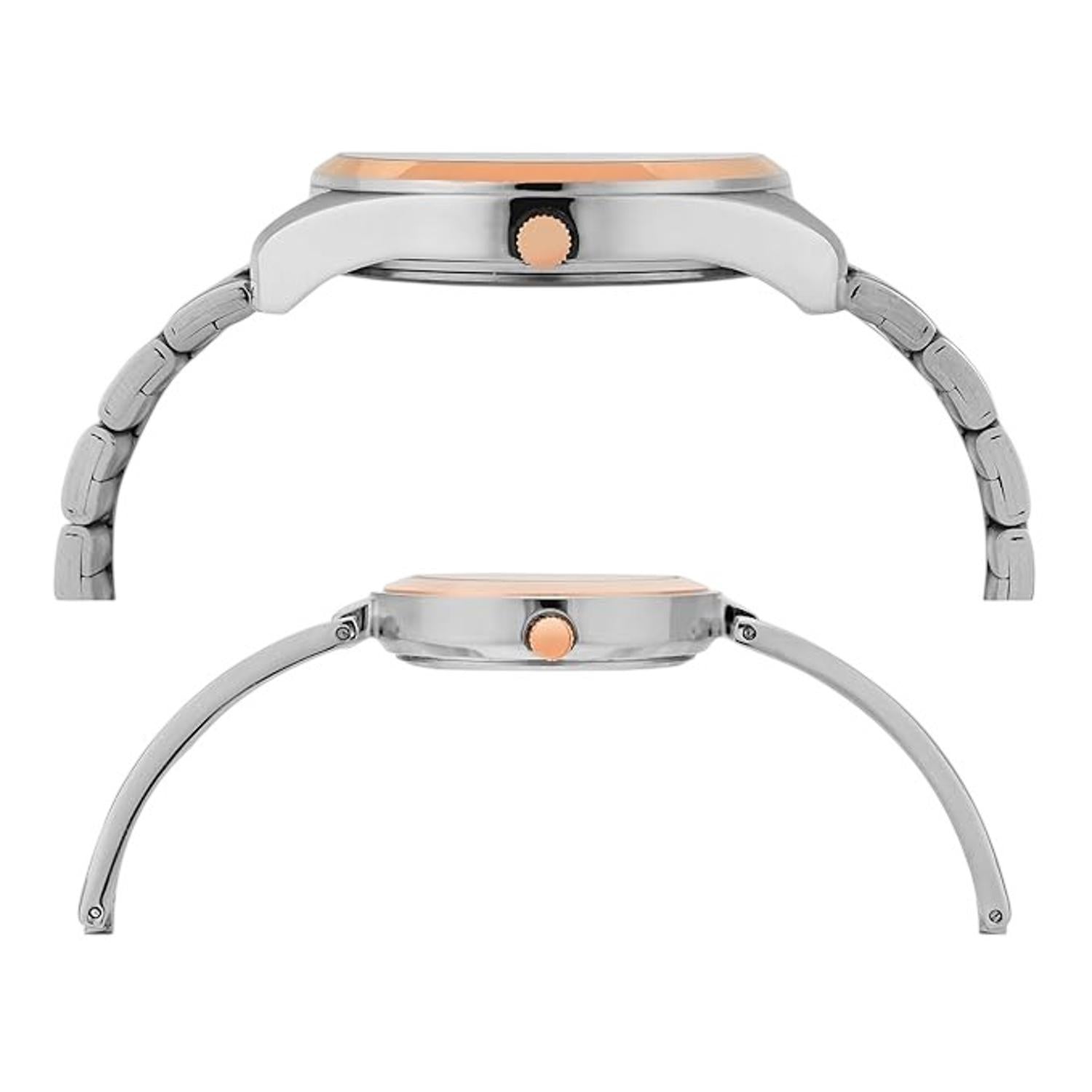 Fashion Couple Quartz Black Dial Analog Stainless Steel Watch TW00PR310