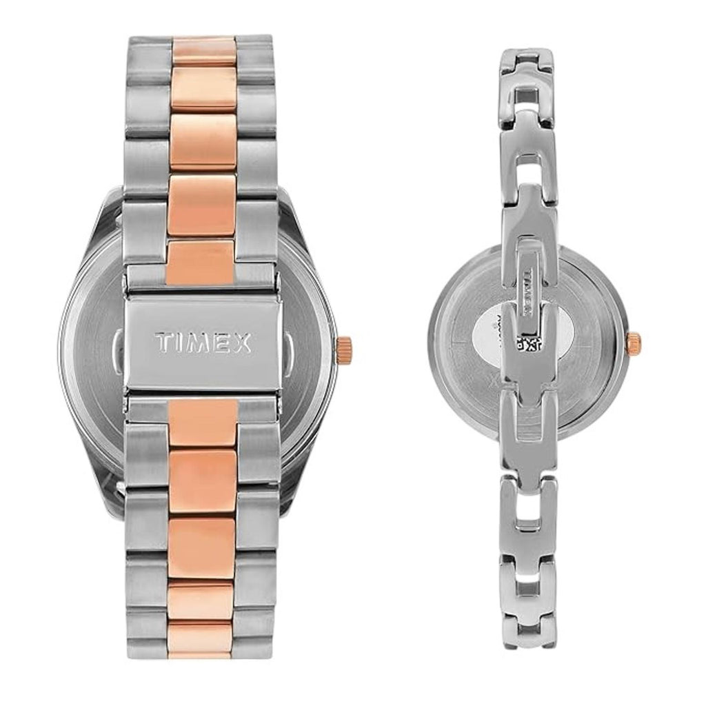 Fashion Couple Quartz Black Dial Analog Stainless Steel Watch TW00PR310