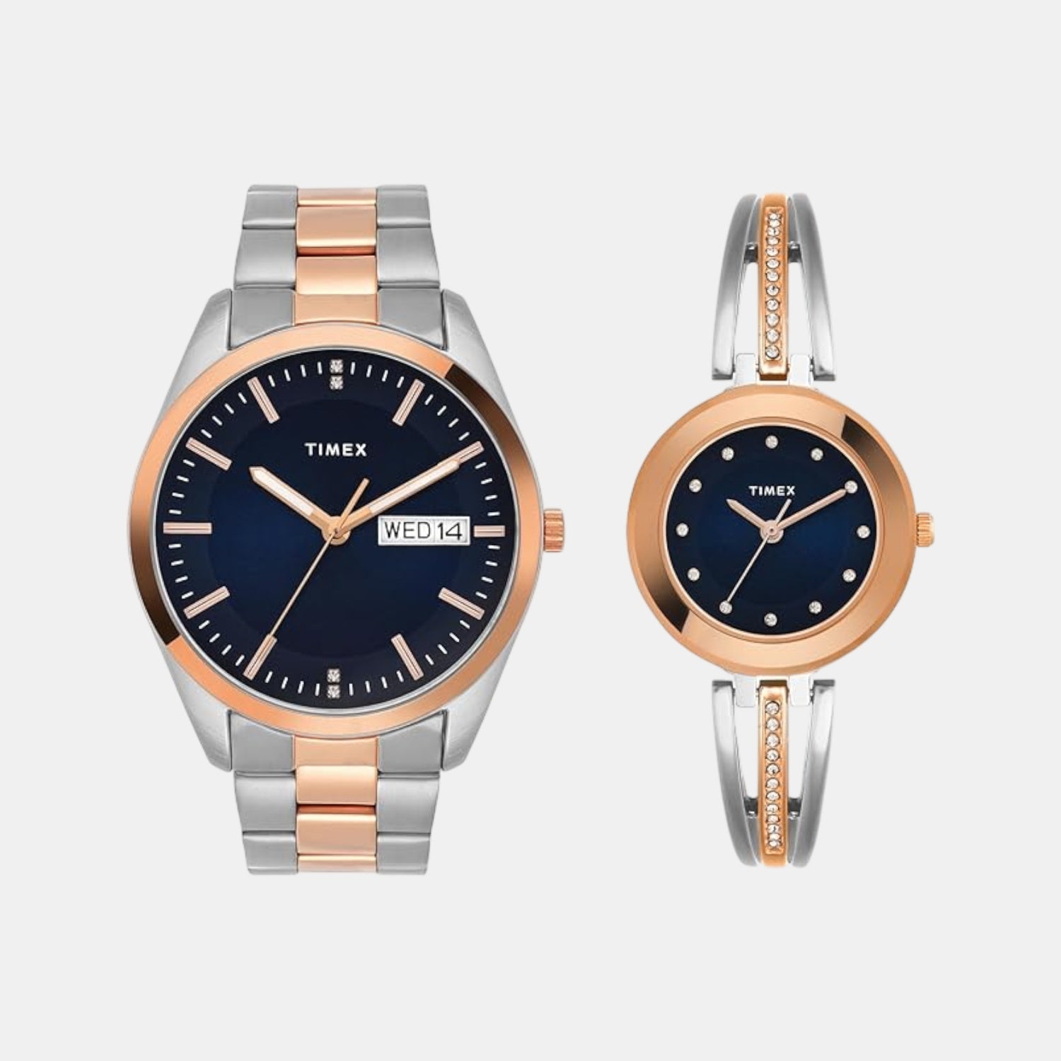 Fashion Couple Quartz Black Dial Analog Stainless Steel Watch TW00PR310