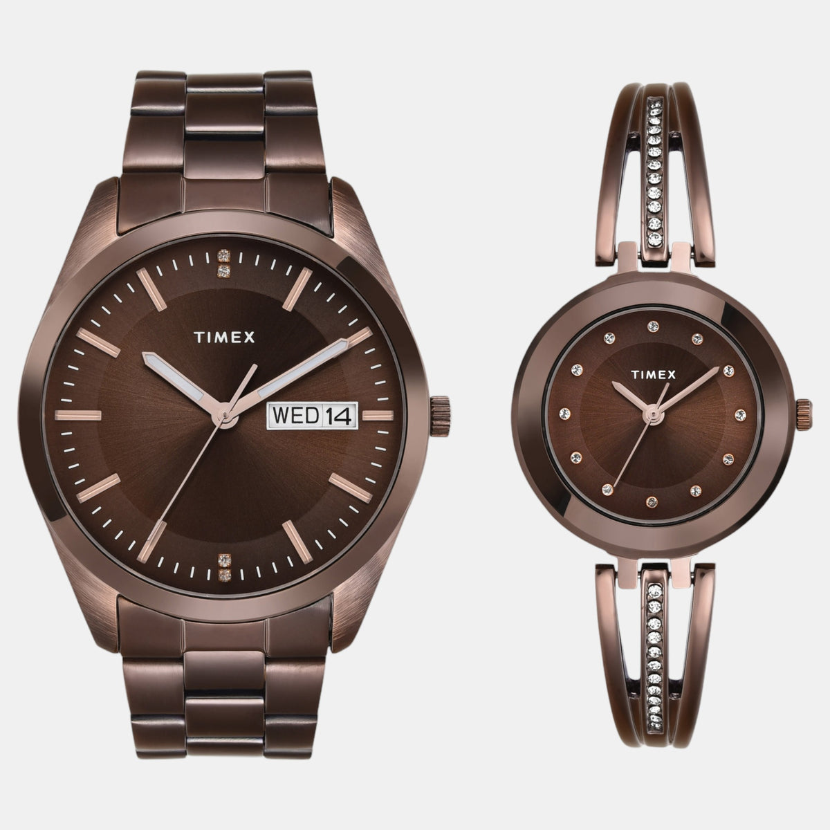 Trendline Couple Quartz Brown Dial Analog Stainless Steel Watch TW00PR311