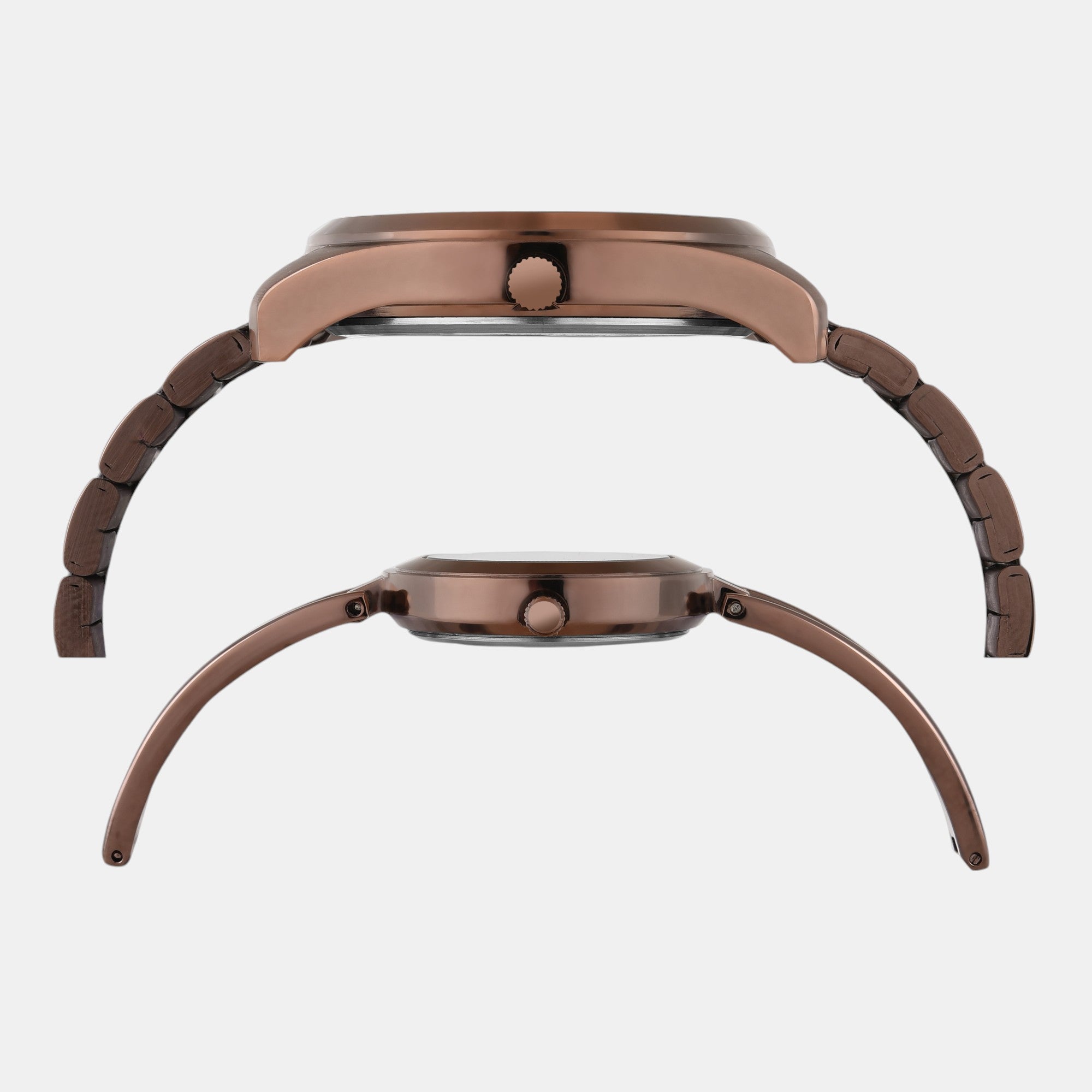 Fashion Couple Quartz Brown Dial Analog Stainless Steel Watch TW00PR311