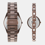 Fashion Couple Quartz Brown Dial Analog Stainless Steel Watch TW00PR311