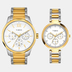 Fashion Couple Quartz White Dial Multi-Function Stainless Steel Watch TW00PR312