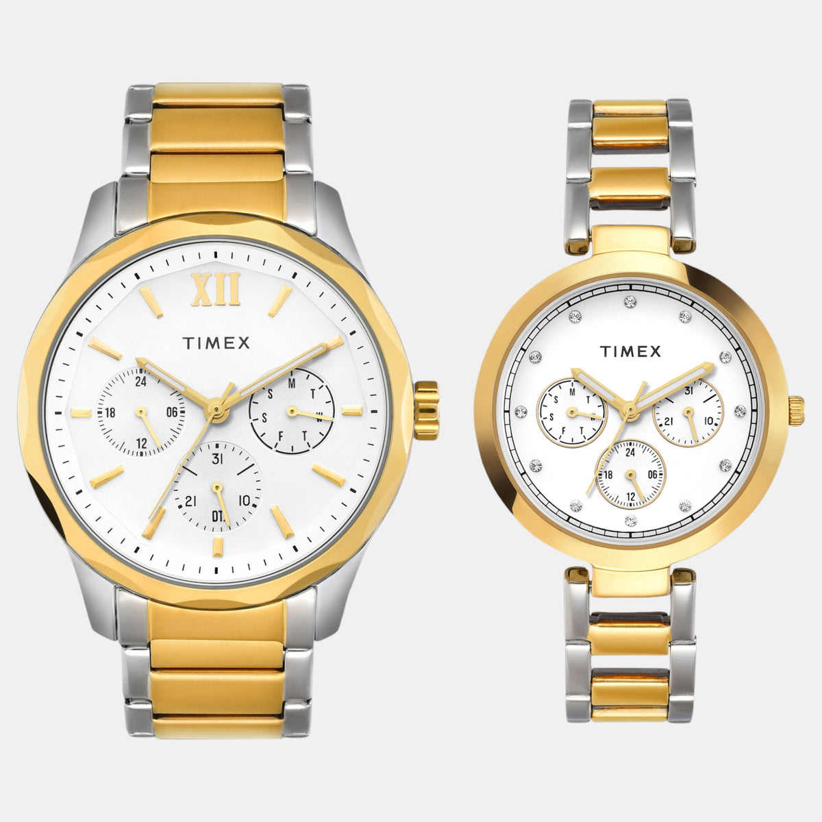 Fashion Couple Quartz White Dial Multi-Function Stainless Steel Watch TW00PR312