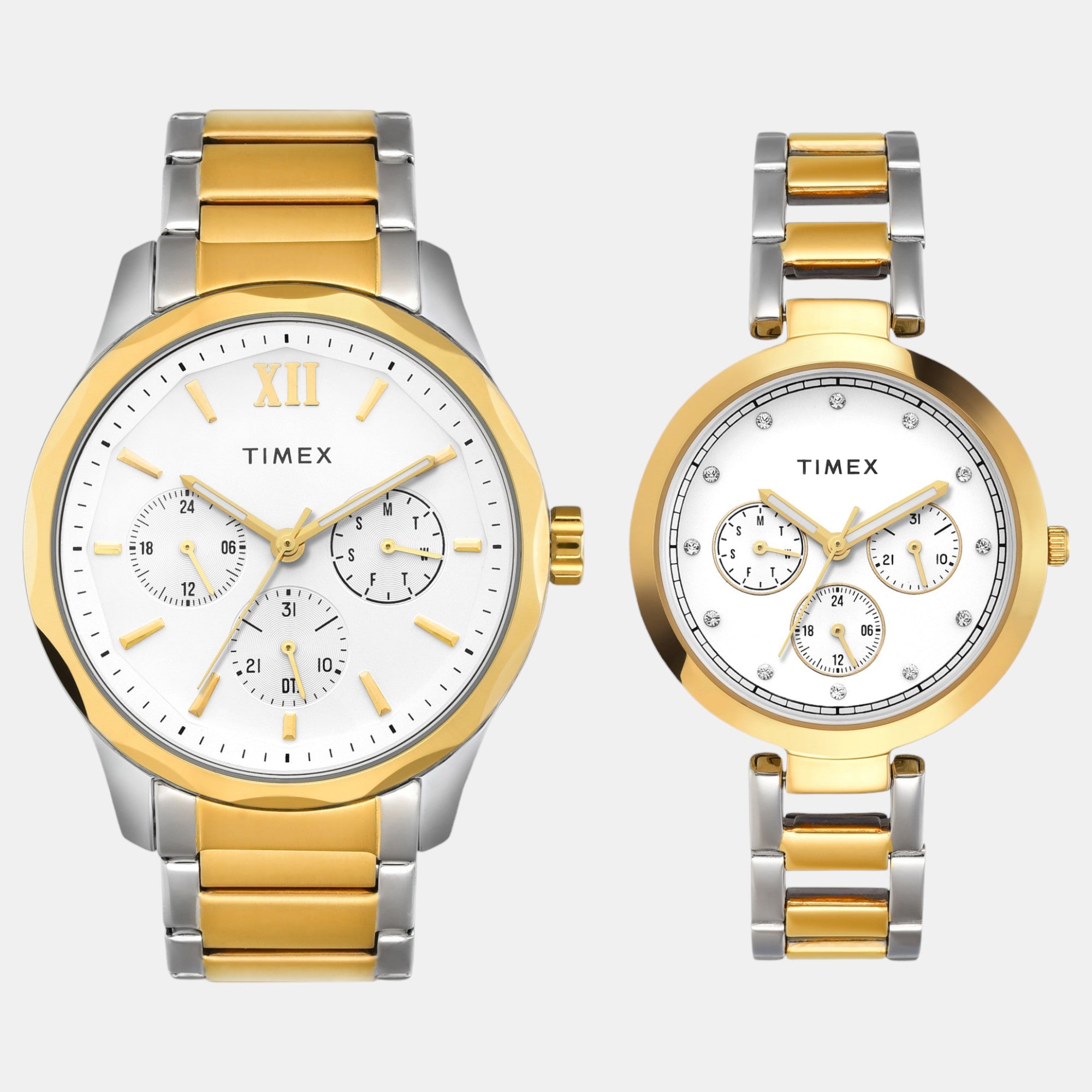 Fashion Couple Quartz White Dial Multi-Function Stainless Steel Watch TW00PR312