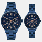 Fashion Couple Quartz Blue Dial Multi-Function Stainless Steel Watch TW00PR313