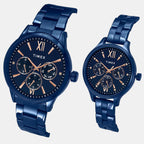 Fashion Couple Quartz Blue Dial Multi-Function Stainless Steel Watch TW00PR313