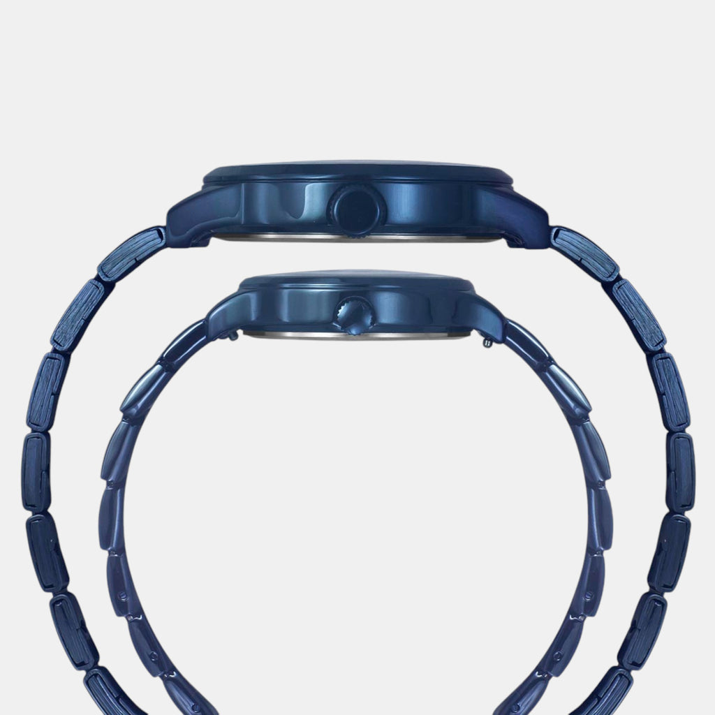 Fashion Couple Quartz Blue Dial Multi-Function Stainless Steel Watch TW00PR313