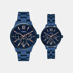 Trendline Couple Quartz Blue Dial Multi-Function Stainless Steel Watch TW00PR313