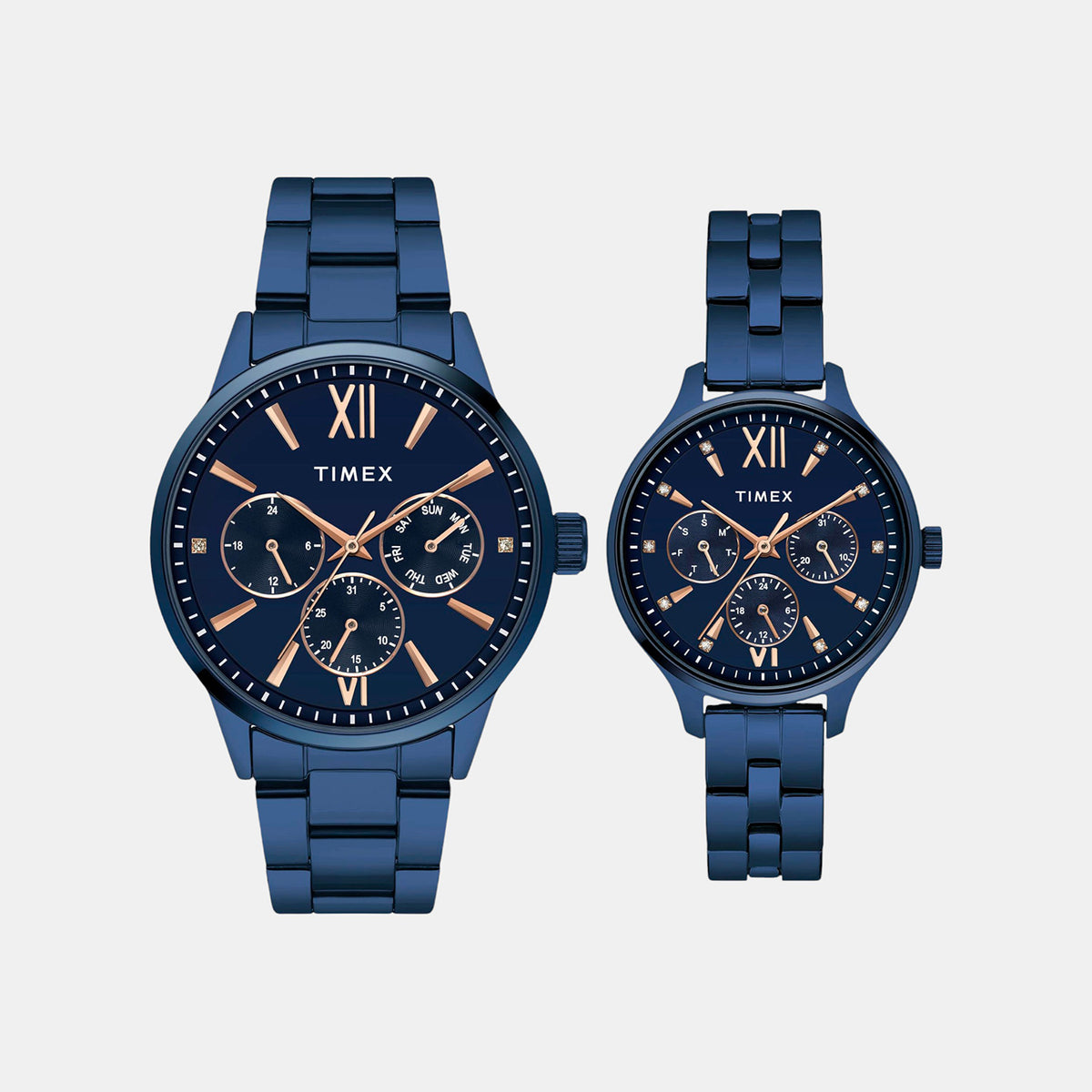 Trendline Couple Quartz Blue Dial Multi-Function Stainless Steel Watch TW00PR313