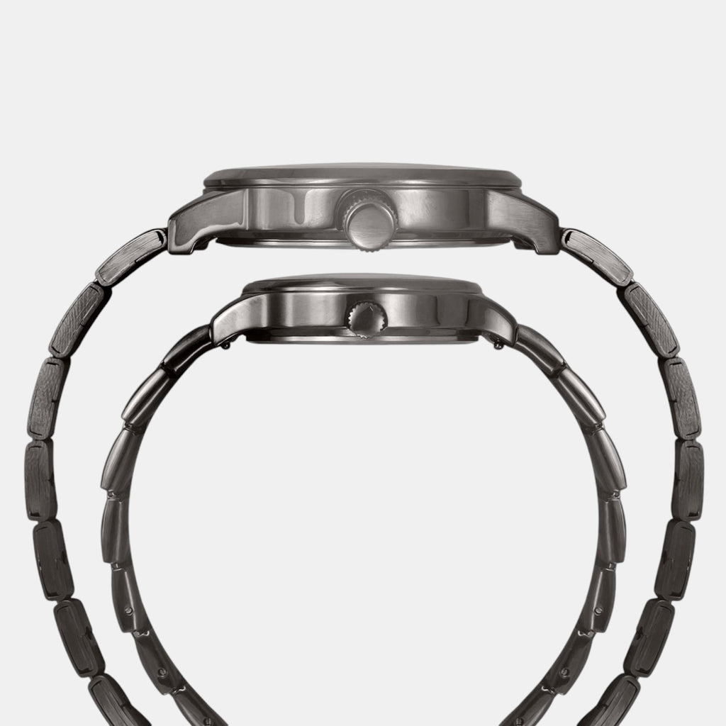 Fashion Couple Quartz Burgundy Dial Multi-Function Stainless Steel Watch TW00PR314