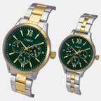 Fashion Couple Quartz Teal Dial Multi-Function Stainless Steel Watch TW00PR315