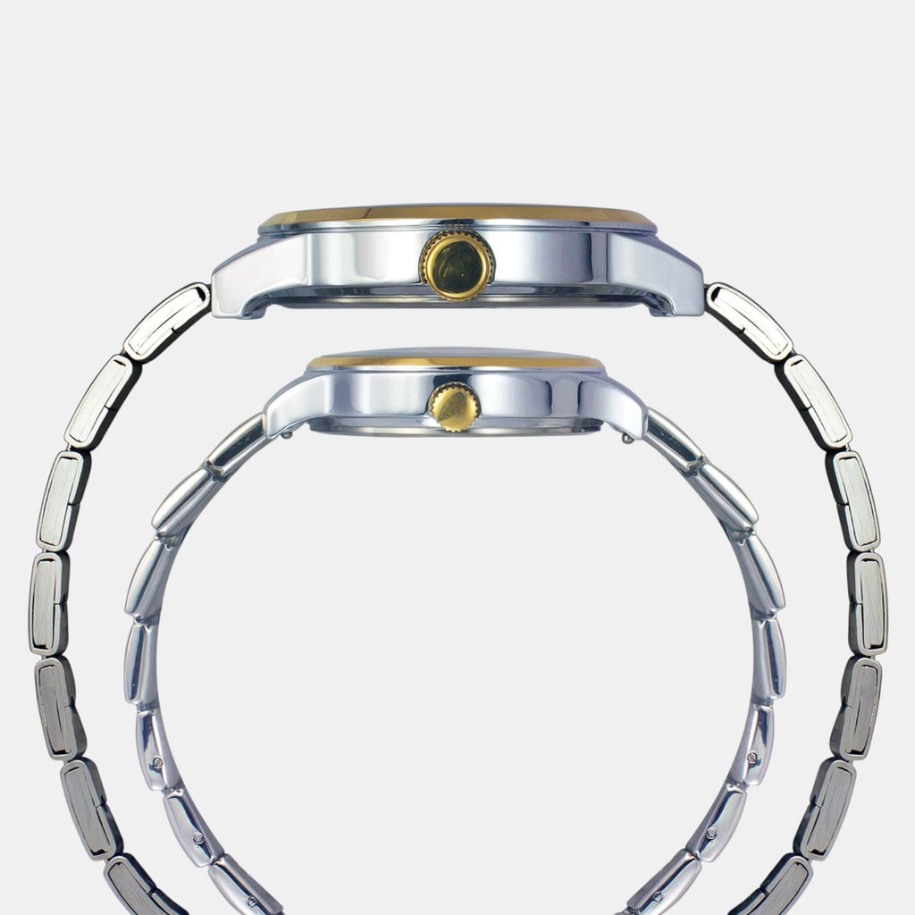 Fashion Couple Quartz Teal Dial Multi-Function Stainless Steel Watch TW00PR315