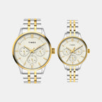 Fashion Couple Quartz Grey Dial Multi-Function Stainless Steel Watch TW00PR317